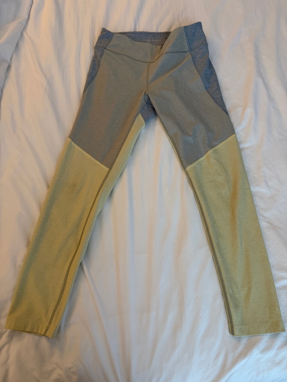 Outdoor Voices Gray Blue & Yellow High-Waist Leggings